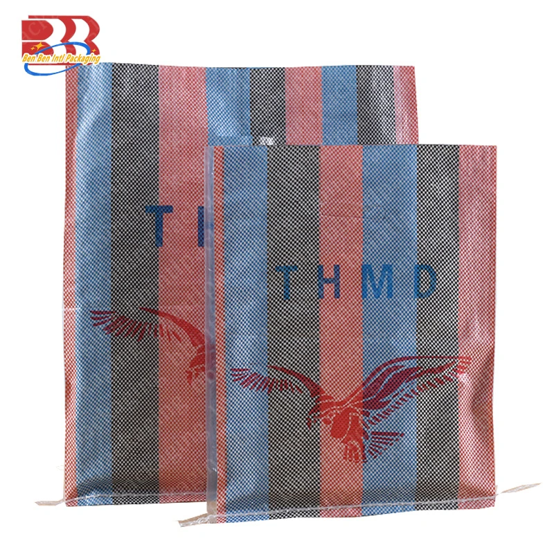 Customed 15kg 20kg 25kg 50kg Blue Stripe Recyclable PP Woven Sack Bag Heavy Duty Sack 50kg