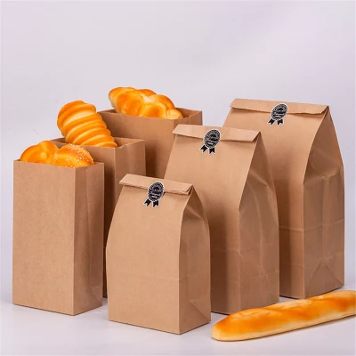 27X15X9 32X18X11cm 브라운 크래프트 종이 봉투 쿠키 빵 베이킹 패키지 선물 가방 포장 테이크 아웃 식품 친환경 가방 도매